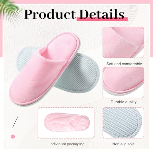 12 Pairs Kids Disposable Slippers for Guests Closed Toe Non Slip Spa Slippers Bulk Soft House Slippers Winter Warm Flip Flops for Boys Girls Travel Hotel Party Indoor Outdoor