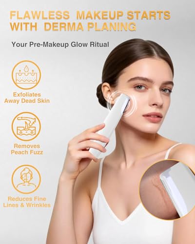 Sonic Dermaplane Razor for Women with 3 Speeds & LED Light