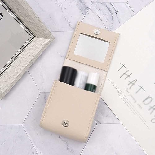 Teensery Leather Lipstick Case with Mirror & Snap Closure