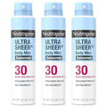 Neutrogena Ultra Sheer Body Mist Sunscreen Spray, Broad Spectrum SPF 30, Oil-Free & Non-Comedogenic UVA/UVB, 5 oz Pack of 3, Packaging may vary