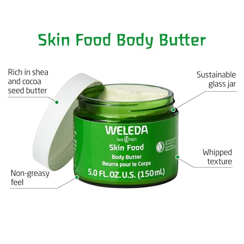 Weleda Skin Food Body Butter 5 Fluid Ounce, Sustainable Glass Jar, Plant Rich Hydrating Moisturizer with Shea and Cocoa Butter, Sweet Almond Oil and Pansy & Skin Food Body Lotion