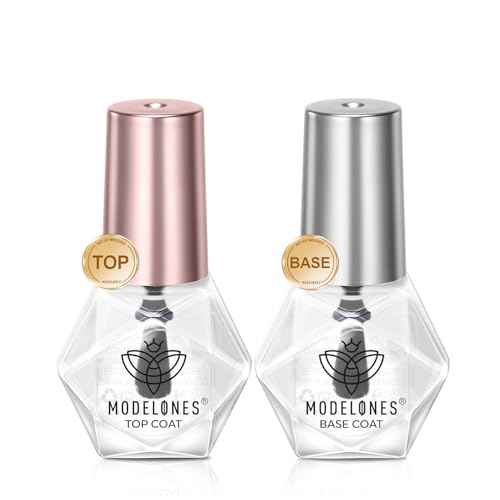 modelones 2 Pcs No Wipe Top Coat and Base Coat Set, Clear Quick Dry Nail Polish Nail Kit Nail Art Starter Kit Beauty Gifts Set Box 6 ML