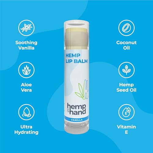 Organic Vanilla Hemp Lip Balm with Beeswax, Coconut Oil and Vitamin E - by Hemp and Hand
