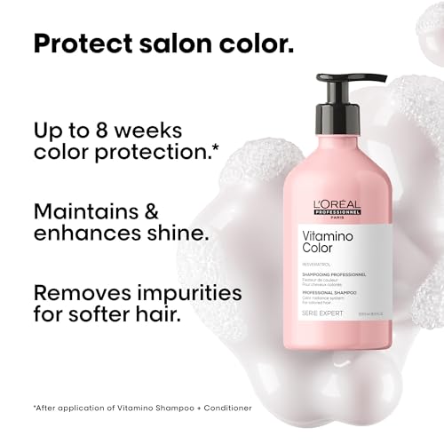 L'Oreal Professionnel Paris Vitamino Color Shampoo - Protects & Preserves Hair Color, Prevents Damage, Adds Vibrancy & Enhances Shine