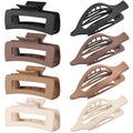 Hair Claw Clips for Women, 8-Piece Set, Square & Flat Styles