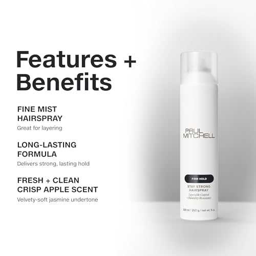 Paul Mitchell Stay Strong Hairspray, Layerable Control + Humidity Resistance, For All Hair Types, 9 oz