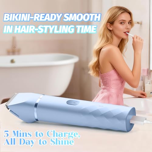 AIDIAM 2-in-1 Bikini Trimmer for Women, IPX7 Waterproof Electric Razor