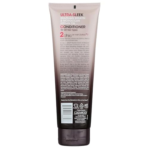 GIOVANNI 2chic Ultra-Sleek Conditioner - Brazilian Phyto-Keratin & Moroccan Argan Oil, Anti-Frizz Formula, Coconut, Shea Butter, Pro-Vitamin B5, Color Safe, Paraben Free - 8.5 oz