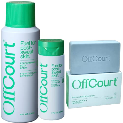 OffCourt - Facial Hydrator and Performance Body Spray and Exfoliating Soap in Fresh Citron + Driftwood Scent