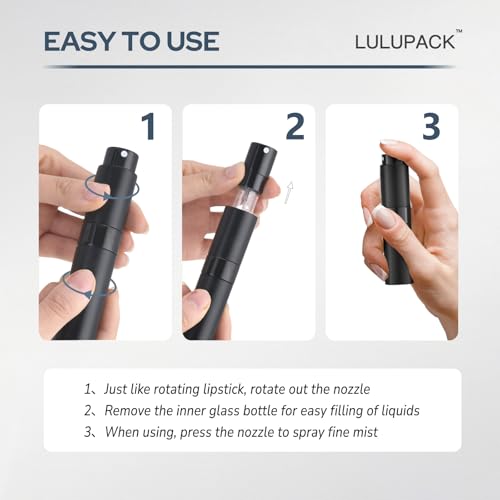 Lulupack 8ml Travel Perfume Spray Bottles - 6 Pack Refillable Atomizer