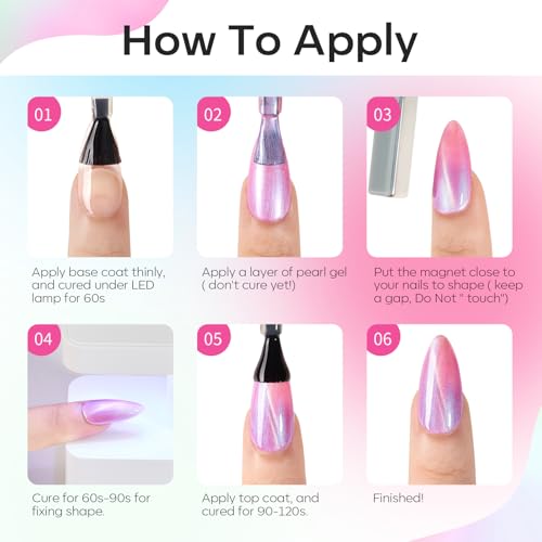 modelones Cat Eye Gel Nail Polish Set Lunar Whorl 6 Colors Glitter Manicure