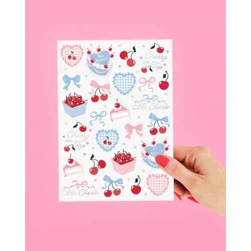 xo, Fetti Cherry Temporary Tattoos - 50 Iridescent Foil Pcs | Ma Cherie Baby Shower, Cherry on Top Bachelorette Decorations, Birthday Decor, Kids Picnic Tablescape