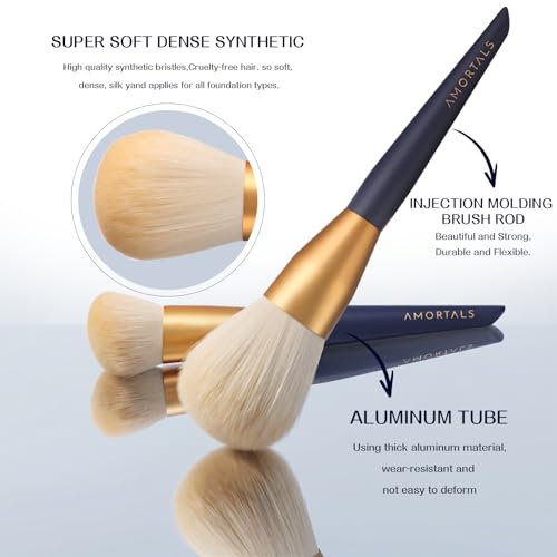 AMORTALS 12 Pcs Makeup Brush Set with Case - Premium Synthetic Foundation, Powder, Concealer, Eyeshadow Brushes, Vegan & Cruelty-Free
