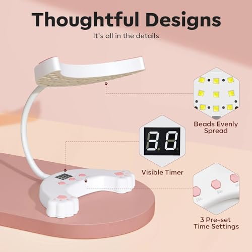 Modelones 48W UV LED Nail Lamp with Gooseneck & 3 Timers