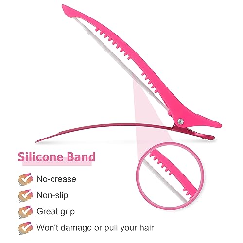 AIMIKE No-Crease Duck Bill Hair Clips - 6pcs Neon Styling Set