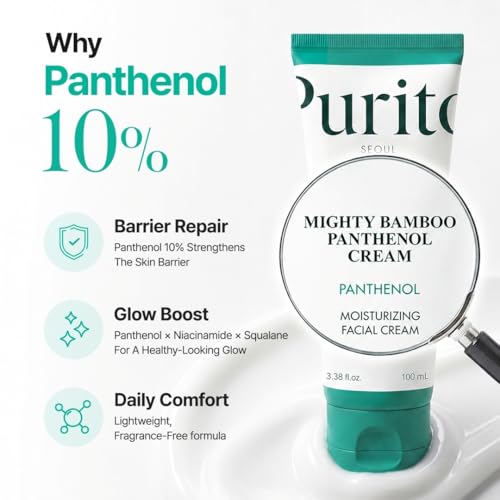 PURITO Panthenol 10% Barrier Cream for Sensitive Skin, 3.38 fl oz - Soothing & Repair