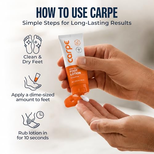Carpe Sweat Absorbing Foot Lotion - Eucalyptus Antiperspirant Cream (2-Pack)
