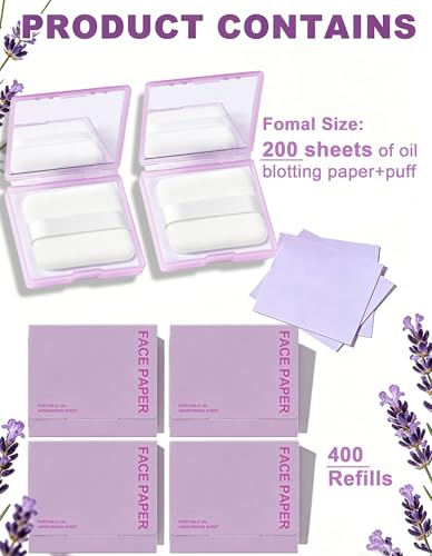 600 Oil Blotting Sheets for Face with Mirror & Puff