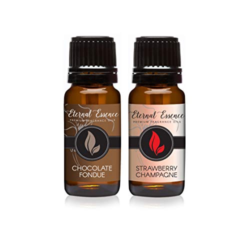 Eternal Essence Oils 2 Pack 10ml Premium Fragrance Oil - Chocolate Fondue & Strawberry Champagne - for Candle, Soap Making, Aromatherapy, Diffusers, Home Care, & Humidifiers