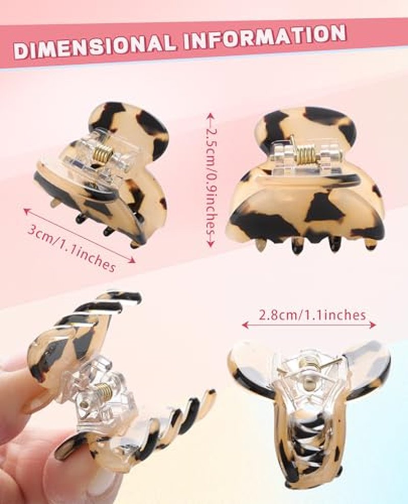 12 Pcs Mini Hair Clips for Women - Non-Slip Acrylic Claw Clips