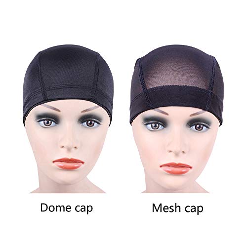 YANTAISIYU 5 PCS/Lot Black Dome Caps Wig Caps for Making Wigs Stretchable Hairnets Wig Cap with Wide Elastic Band (Dome Cap L)