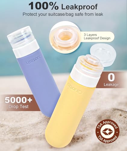 Quatish Multi Pack Travel Bottles for Toiletries 6 Pack, Leakproof TSA Approved 3 oz Silicone Containers, BPA Free for Camping & Travel