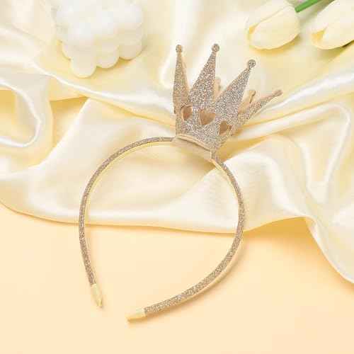 WantGor Gold Crown Headband, Women Glitter Queen Crown Hairband Headwear Shiny Princess Headbands for Birthday, Cosplay, Party Decorations, Halloween Costume Hair Accessories (Gold, M)