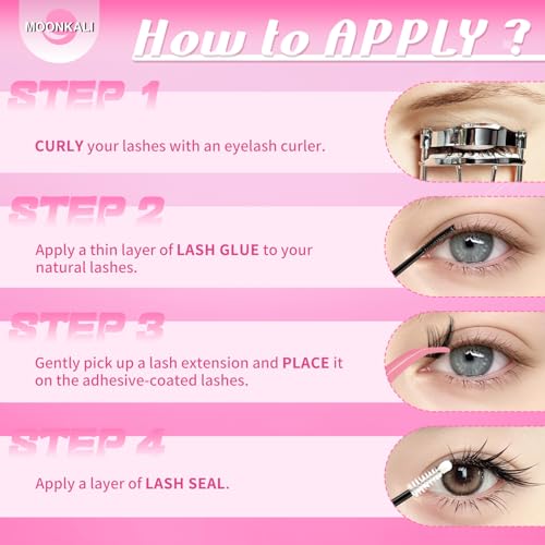 MOONKALI Cat Eye Lash Clusters Kit with Bond & Seal Glue