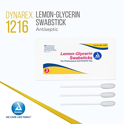 Dynarex Lemon Glycerin Swabsticks - Dry Mouth Relief Oral Swabs (Box of 75)
