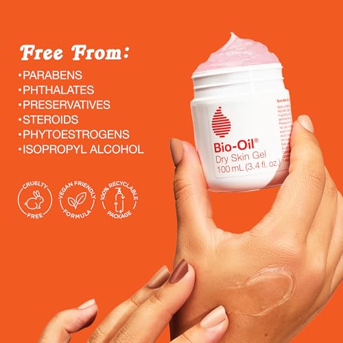 Bio-Oil Dry Skin Gel, Face and Body Moisturizer, Fast Absorbing Hydration, with Soothing Emollients and Vitamin B3, Non-Comedogenic, 3.4 Oz
