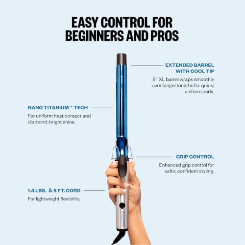 BaBylissPRO Nano Titanium 8-Inch Curling Iron for Long Hair