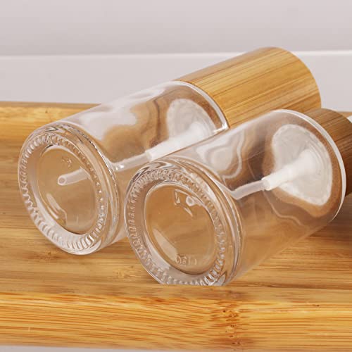 COSIDEA 6 pcs Empty 1oz / 30ml bamboo lid clear glass spray bottle with fine mist despenser head for liquid perfume toiletries, toner bottles