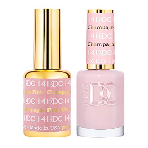 DND DC Gel Polish Set, Pink Collection, UV/LED Gel Polish and Air Dry Nail Lacquer, Matching Chip-Free Polish Duo, 141 Pink Champagne, 0.5 Fl Oz