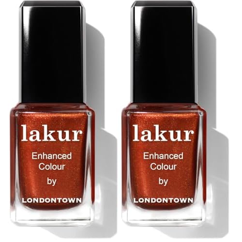LONDONTOWN Brassy Copper Glossy Nail Polish, Posh Forever lakur, Vegan Chip-Resistant Long-Lasting Nail Lacquer, 0.40 fl oz (Pack of 2)