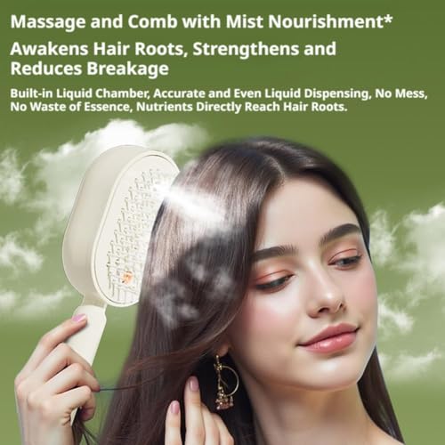 Rechargeable Steam Hair Brush with Mist & Red Light Therapy