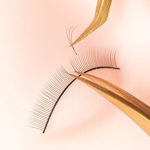 MGER Lash Tweezers for Eyelash Extensions, Hand Calibrated Dolphin-shaped & Curved Tip, False Lash Application Tools, Pack of 2, Gold