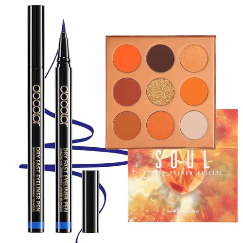 Waterproof Blue Eyeliner & Orange Eyeshadow Palette Set