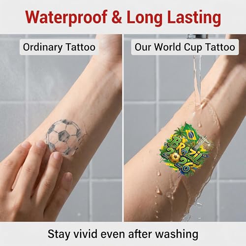 Brazil World Cup 2026 Tattoos 22-Piece Set | Temporary Soccer Party Favors