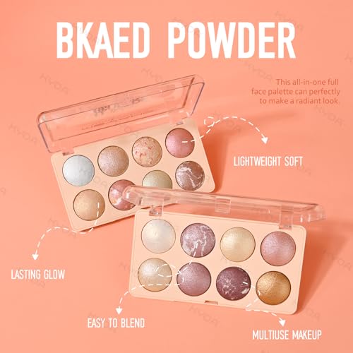 KYDA 8 Colors Baked Powder Palette – Eyeshadow, Highlighter & Contour