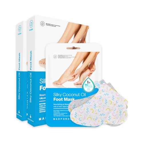 Silky Coconut Oil Foot Mask ? 5 or 10 Pairs Hydrating Booties for Dry, Cracked Feet | Nourishing, Moisturizing & Walkable | Spa Foot Treatment at Home (10 Pair (Pack of 2))