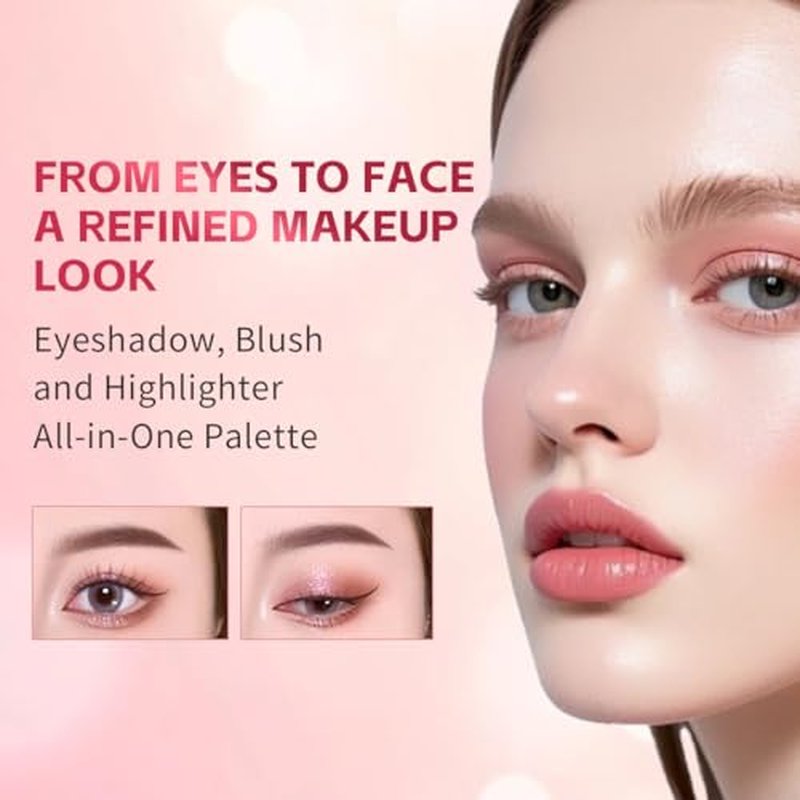 8-Color All-in-One Makeup Palette with Eyeshadow, Blush & Highlighter