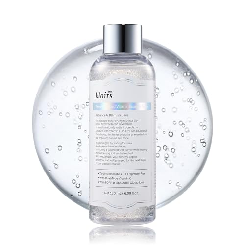 DearKlairs Freshly Juiced Vitamin C Toner, Vegan PDRN Essence, Dull Uneven Skin Tone, Non-Sticky, Dark Spot Care, Vitamin C Capusules, Fragrance Free 6.08 Fl Oz