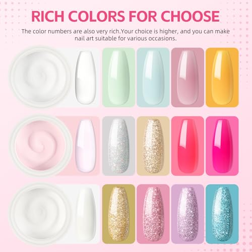 COSCELIA Acrylic Nail Kit for Beginners with Drill & Light — Includes 3 Powders, UV Lamp, Rhinestones
