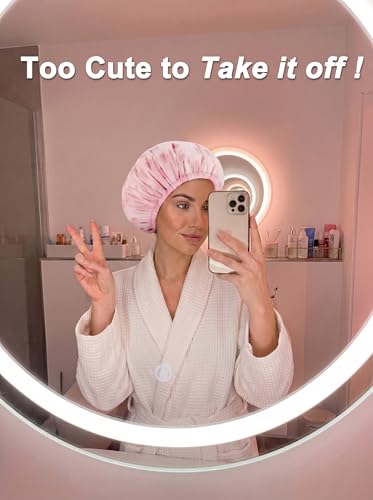 Auban Shower Cap for Women, Waterproof Terry Cloth Lined