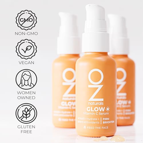 OZNaturals Glow Vitamin C Serum for Face - Brightening Anti Aging Serum with Hyaluronic Acid, Green Tea, and Vitamin E - Targets Age Spots - 1 oz