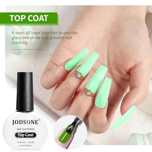 JODSONE 2 Bottles 10ml Of Top Coat Base Coat Gel Polish Set Bright Surface At Home DIY Nail Salon Girl Gift, transparent