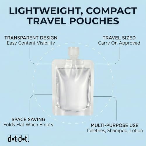 Dot&Dot 10-Pack TSA Approved Reusable Travel Liquid Pouches with Labels & Clear Bag