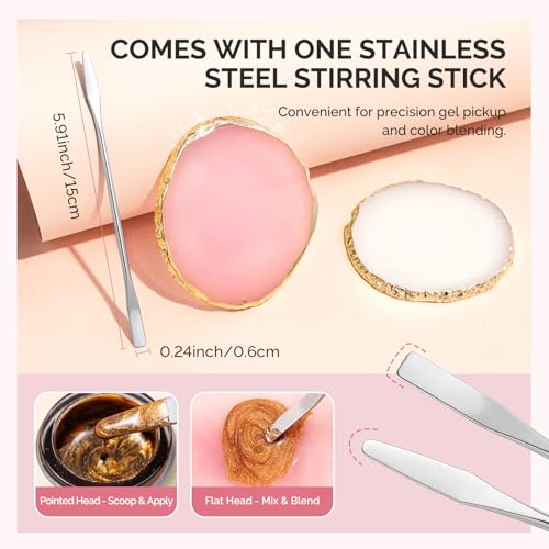 MelodySusie 2pcs Round Resin Nail Art Palette Set with Spatula