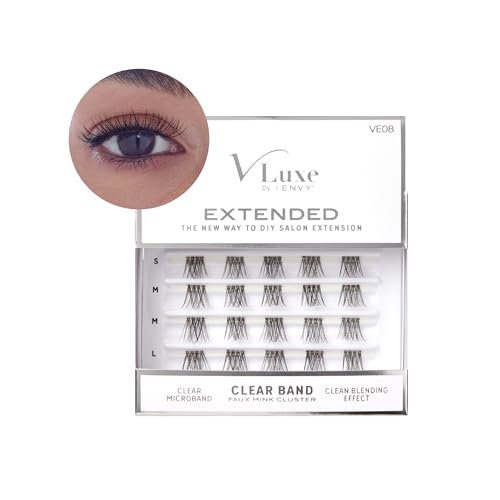 i•ENVY Faux Mink Cluster Lashes Clear Band Extended