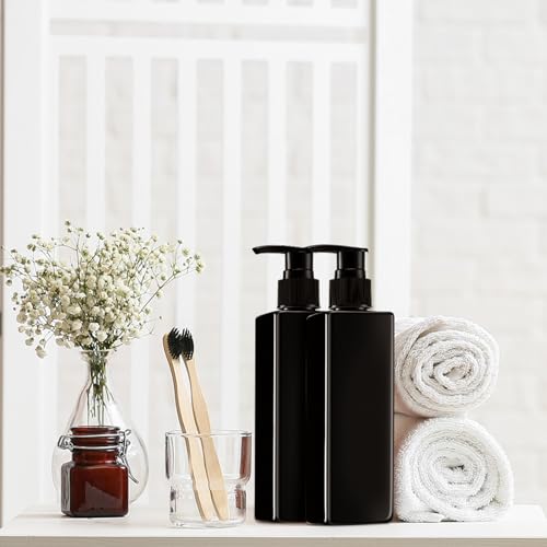 Chunful 24 Pcs Soap Dispensers Plastic Pump Bottles 8.5 oz Refillable Dishwashing Liquid Dispenser with Pump Leakproof Empty Lotion Shampoo Bottles Containers (Black)